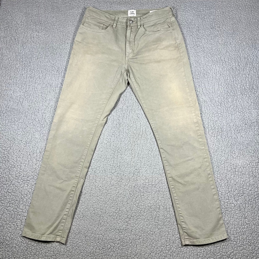 Flint and Tinder 365 Pant Slim Fit Khaki Green Chino Mens 31x30 Stretch Cotton
